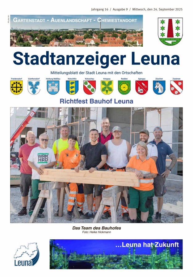 Stadtanzeiger – Mitteilungsblatt der Stadt Leuna mit den Ortschaften Titelblatt 09/2025
