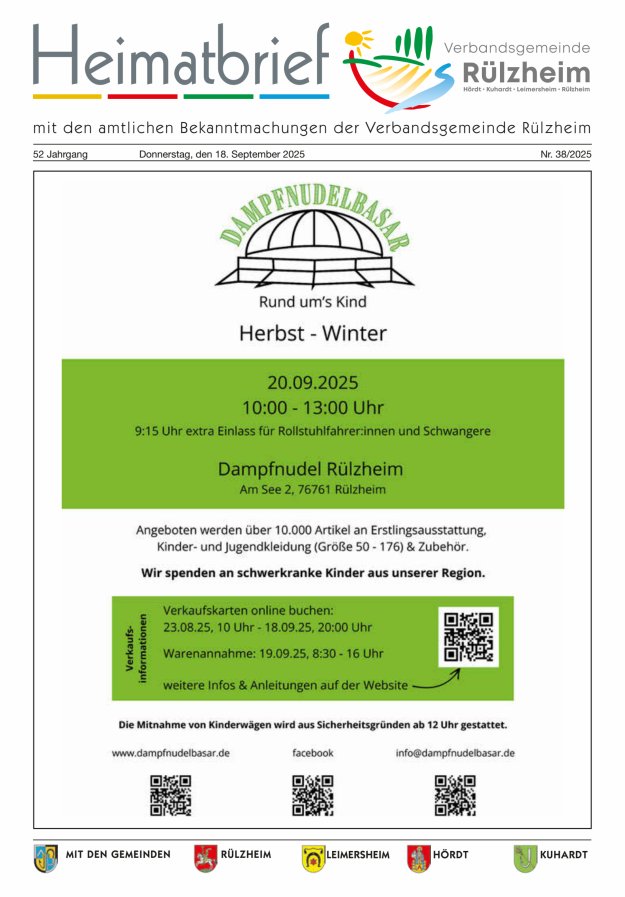Heimatbrief VG Rülzheim Titelblatt 38/2025