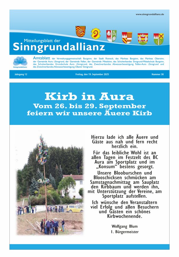 Mitteilungsblatt der Sinngrundallianz Titelblatt 38/2025