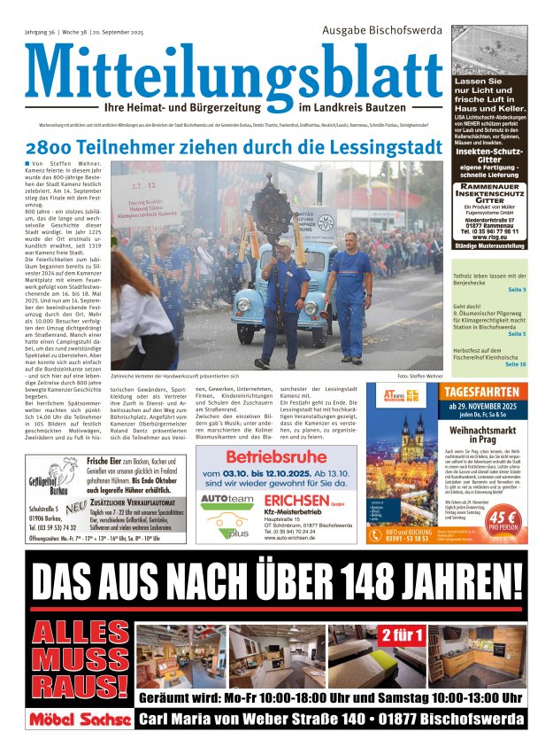Mitteilungsblatt LK Bautzen Ausgabe Bischofswerda Titelblatt 37/2025