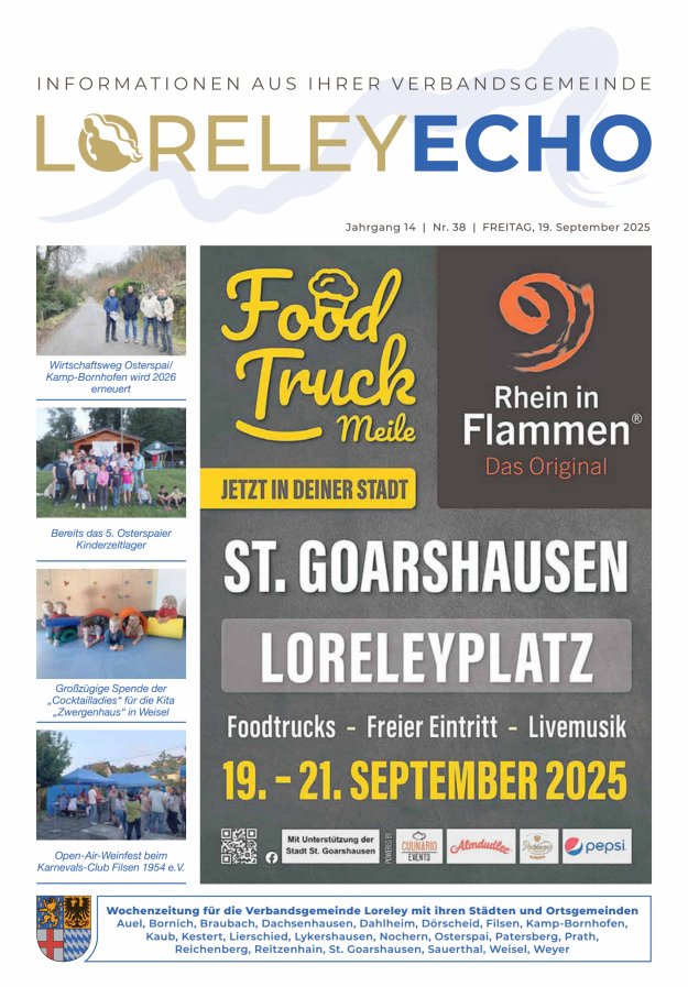 Loreley-Echo - Mitteilungsblatt der Verbandsgemeinde Loreley Titelblatt 38/2025