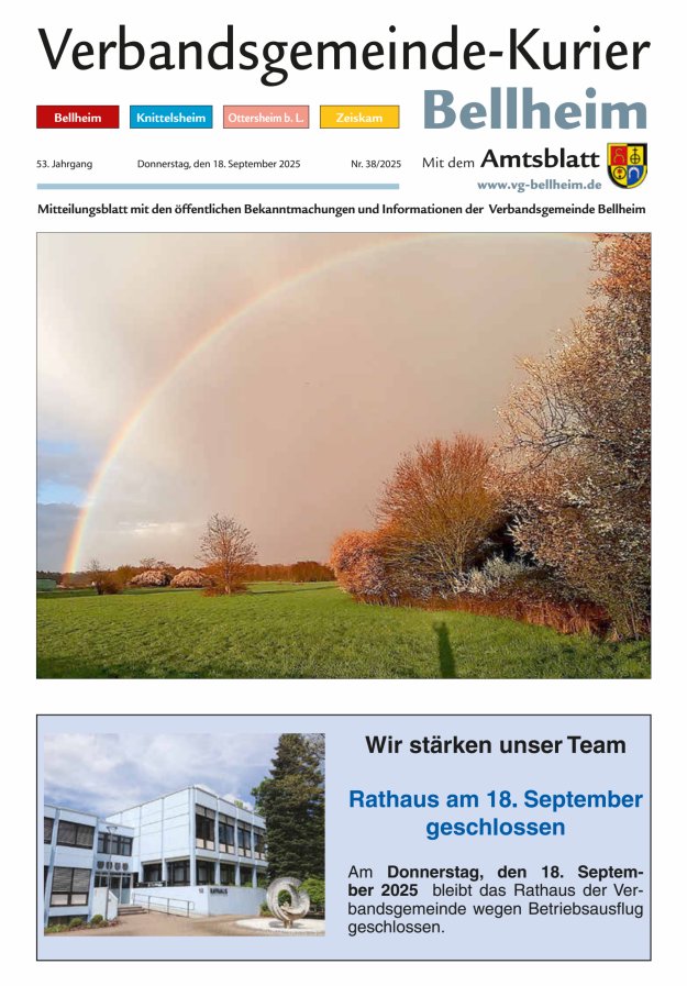 Verbandsgemeinde-Kurier Bellheim Titelblatt 38/2025