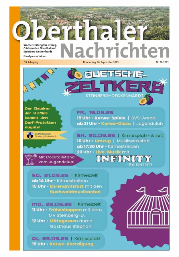 Oberthaler Nachrichten Titelblatt 38/2025