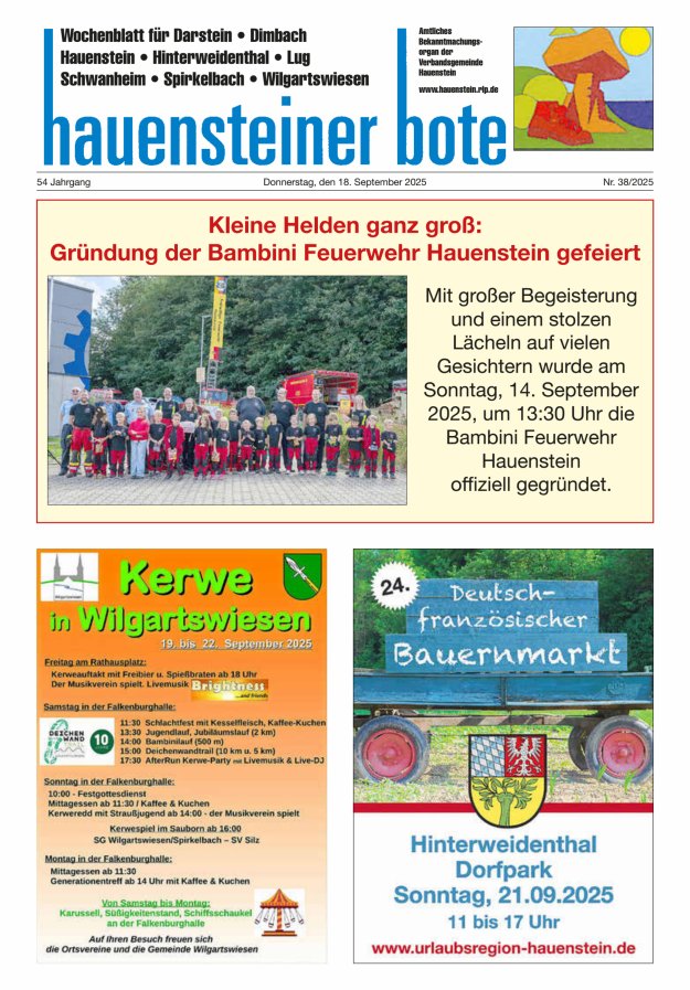 Hauensteiner Bote Titelblatt 38/2025