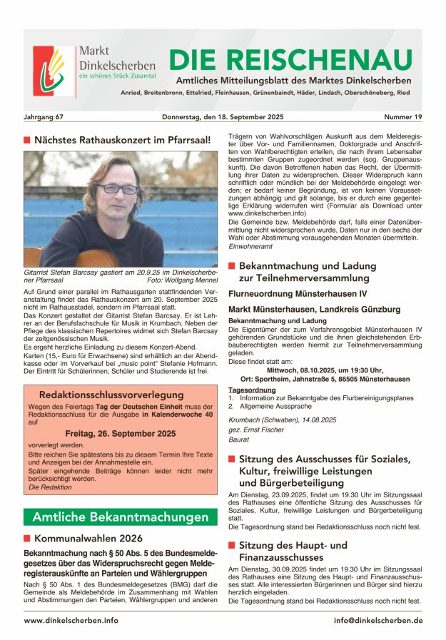Die Reischenau Titelblatt 19/2025