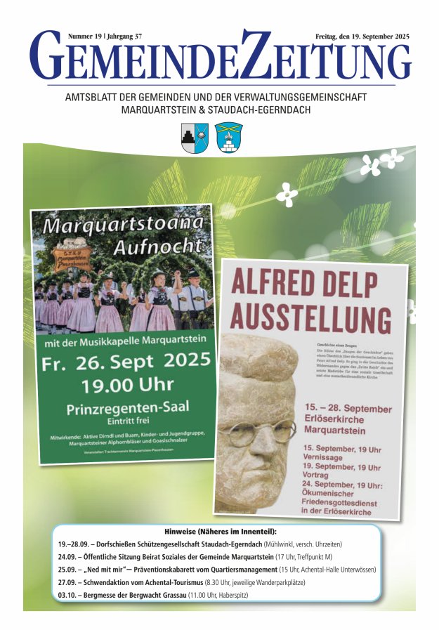 Marquartsteiner und Staudach-Egerndacher Nachrichten Titelblatt 19/2025