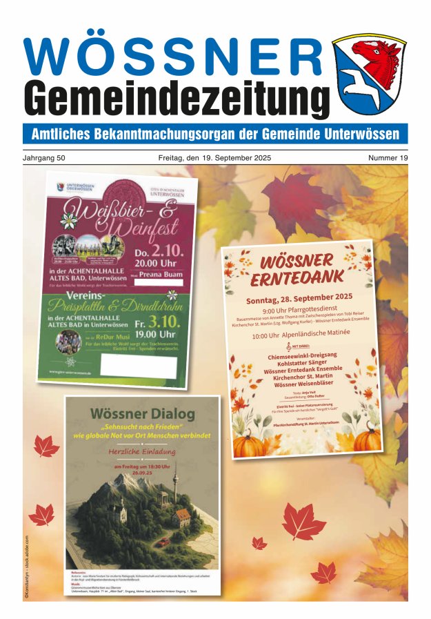 Wössner Gemeindezeitung Amtliches Bekanntmachungsorgan der Gemeinde Unterwössen Titelblatt 19/2025