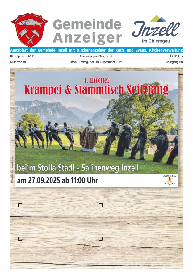 Gemeindeanzeiger Inzell Titelblatt 38/2025
