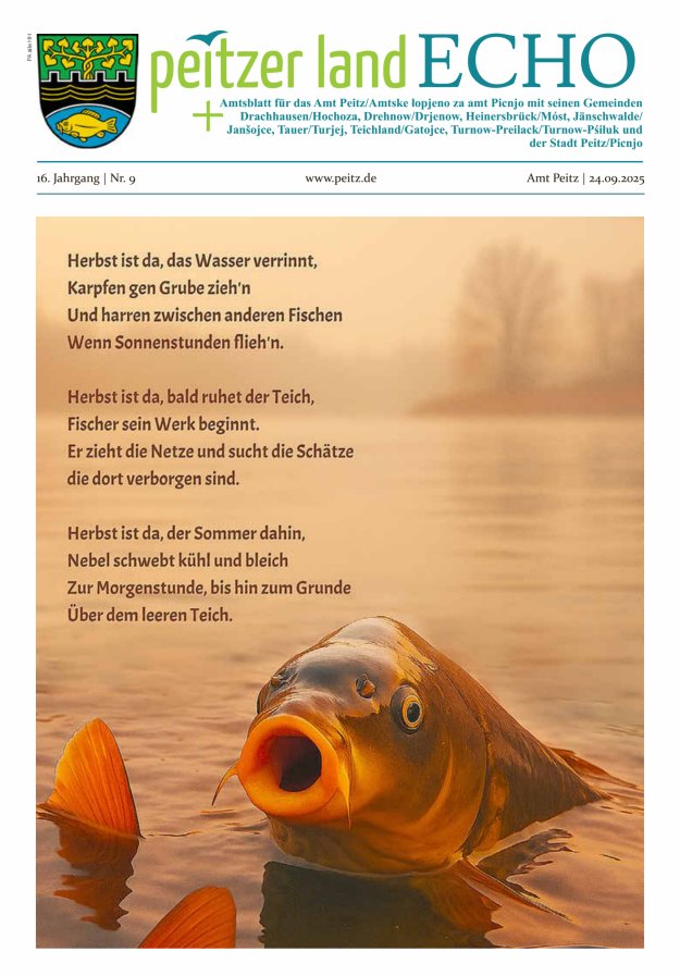 Peitzer LandEcho - Beilage: Amtsblatt für das Amt Peitz mit seinen Gemeinden Titelblatt 09/2025