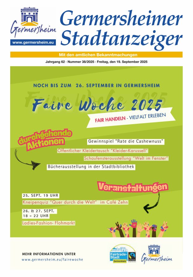 Germersheimer Stadtanzeiger Titelblatt 38/2025