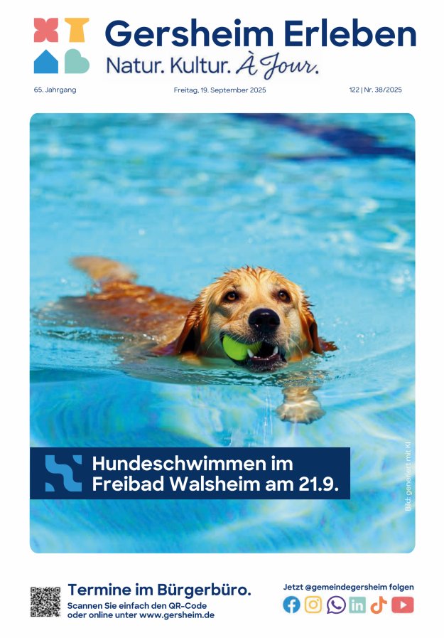 Bekanntmachungsblatt der Gemeinde Gersheim Titelblatt 38/2025
