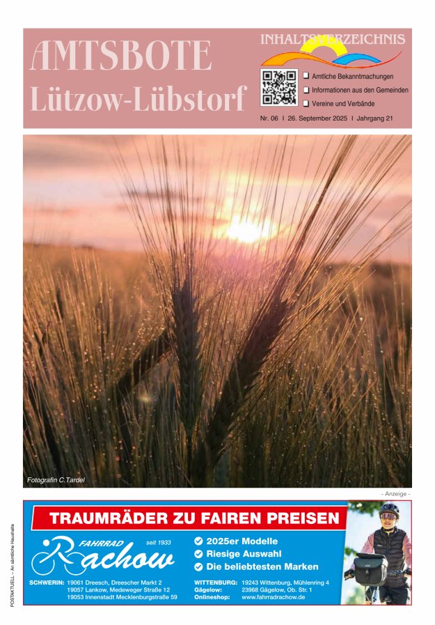 Amtsbote Lützow-Lübstorf Titelblatt 06/2025