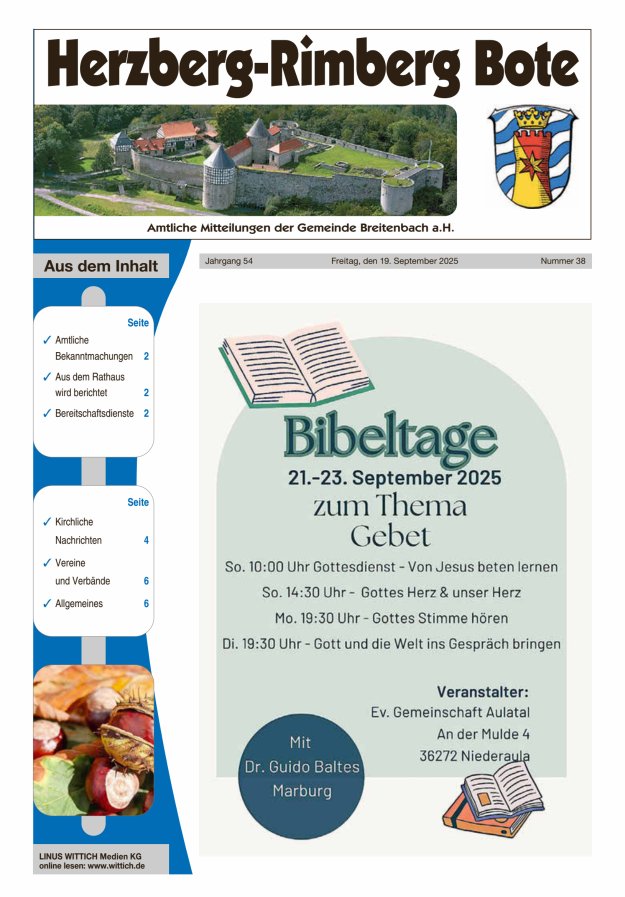 Herzberg-Rimberg Bote Titelblatt 38/2025
