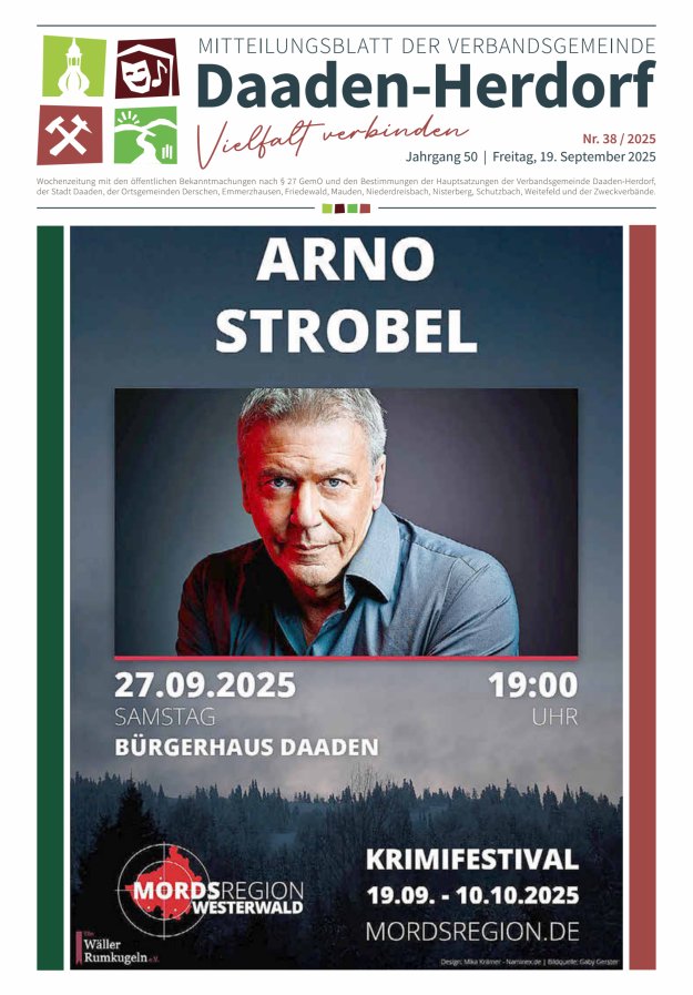 Mitteilungsblatt der Verbandsgemeinde Daaden-Herdorf Titelblatt 38/2025