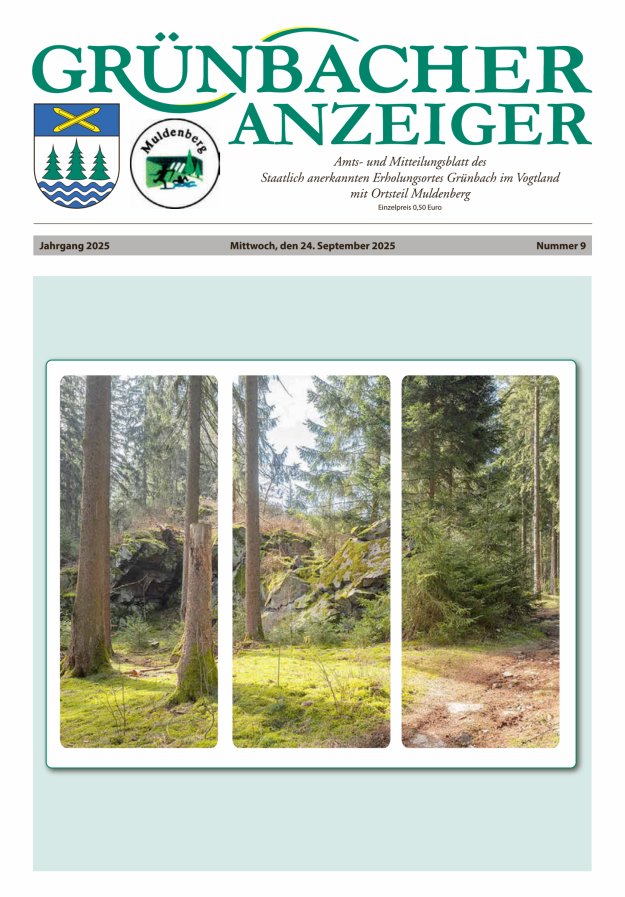 Grünbacher Anzeiger - Amts- und Mitteilungsblatt Titelblatt 09/2025