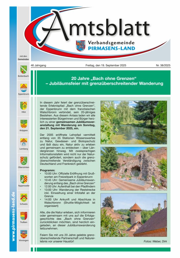 Amtsblatt VG Pirmasens-Land Titelblatt 38/2025