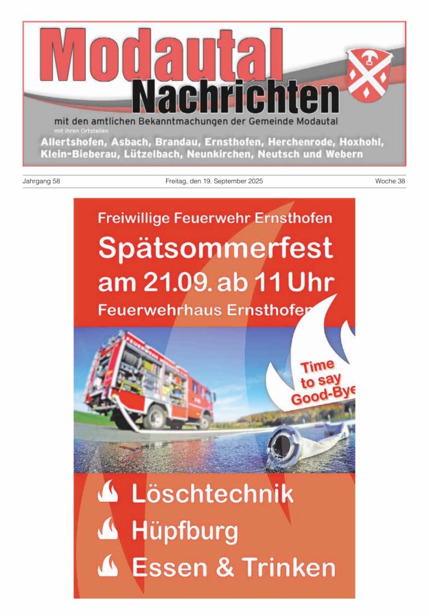 Modautal-Nachrichten Titelblatt 38/2025