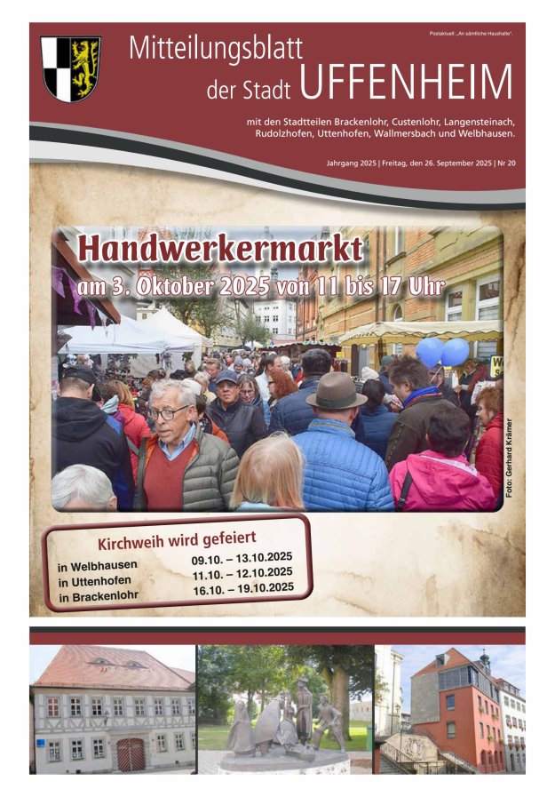 Mitteilungsblatt der Stadt Uffenheim Titelblatt 20/2025