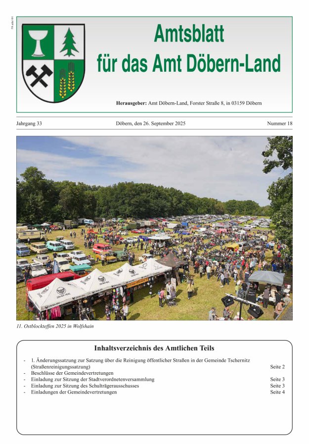 Amtsblatt für das Amt Döbern-Land (Nichtamtl. Teil) Titelblatt 18/2025