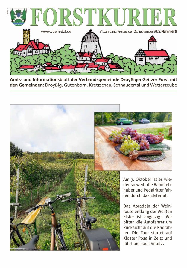 Forstkurier Amts- u. Informationsblatt VG Droyßiger-Zeitzer Forst Titelblatt 09/2025