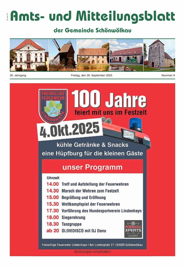Amts- und Mitteilungsblatt der Gemeinde Schönwölkau Titelblatt 09/2025