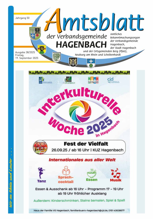 Amtsblatt der VG Hagenbach Titelblatt 38/2025