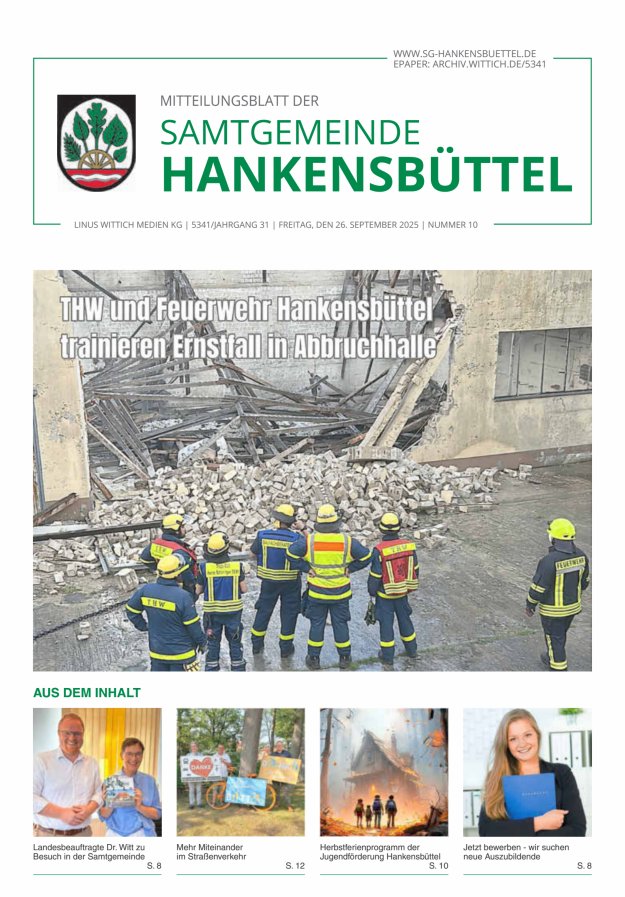 Mitteilungsblatt der Samtgemeinde Hankensbüttel Titelblatt 10/2025