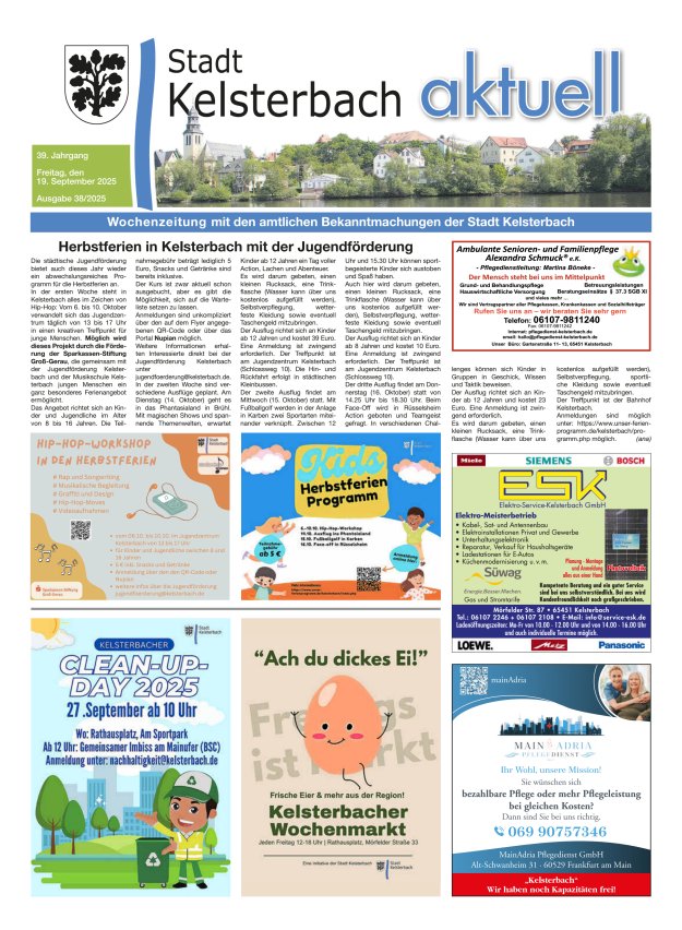 Kelsterbach aktuell Titelblatt 38/2025