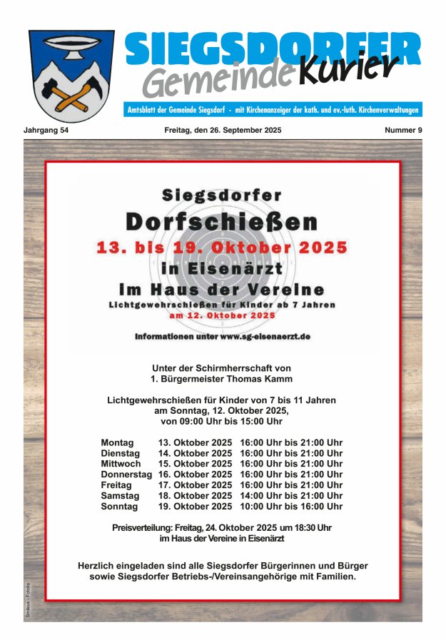 Siegsdorfer Gemeindekurier Titelblatt 09/2025
