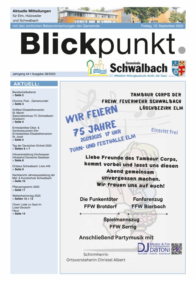 Blickpunkt Schwalbach Titelblatt 38/2025