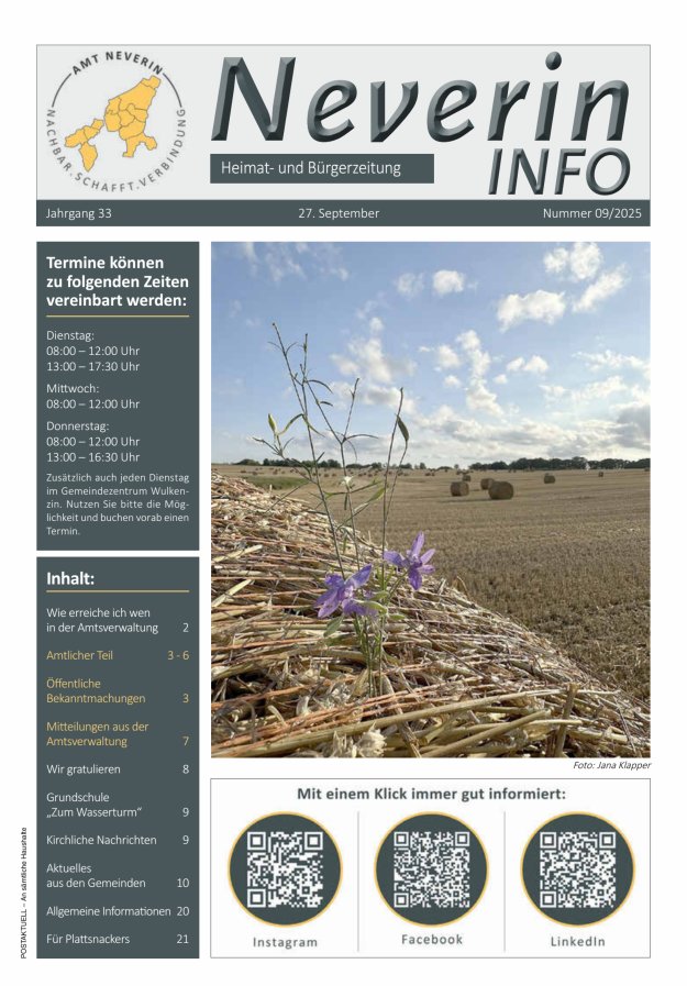 Neverin INFO Titelblatt 09/2025