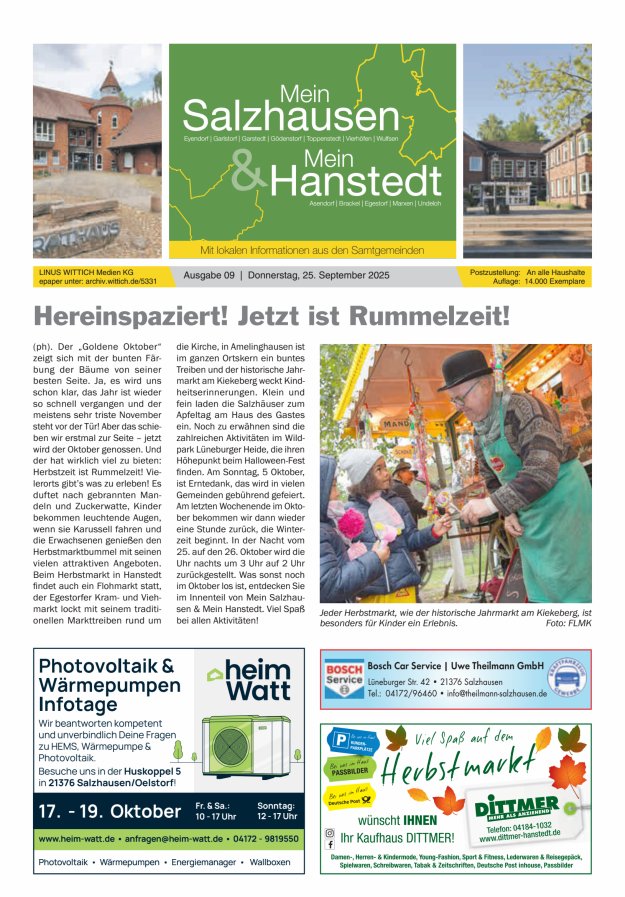 Mein Salzhausen   Mein Hanstedt Titelblatt 09/2025