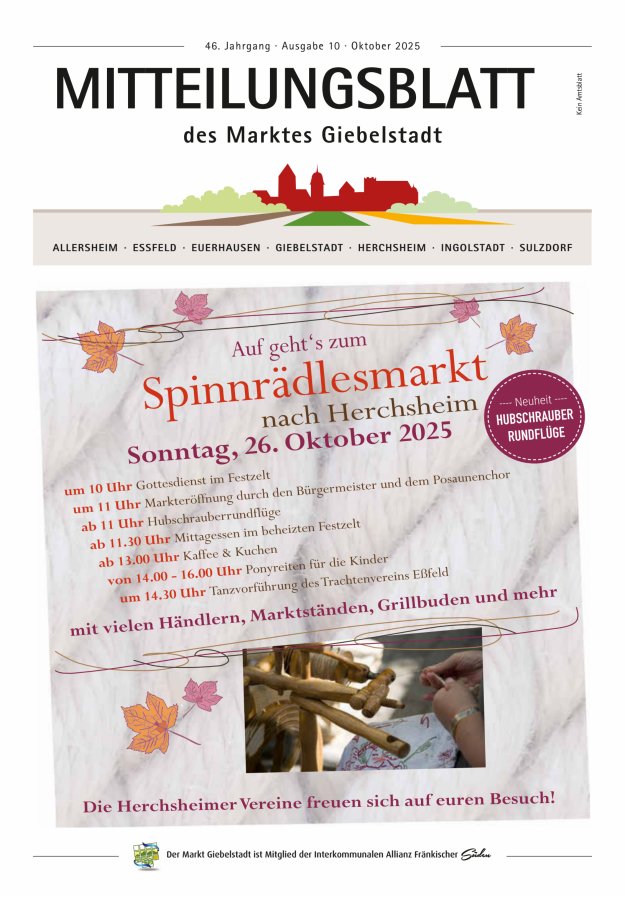 Mitteilungsblatt des Marktes Giebelstadt Titelblatt 10/2025