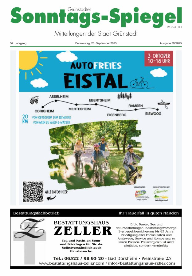 Grünstadter Sonntags-Spiegel Titelblatt 39/2025