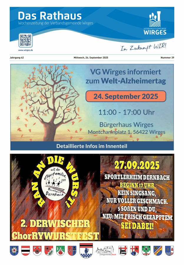 Das Rathaus - Informationen für die Bürger in der VG Wirges Titelblatt 39/2025