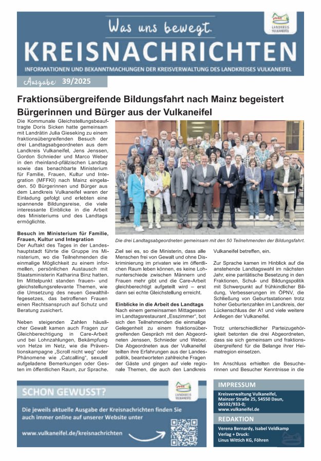 Kreisnachrichten Titelblatt 39/2025