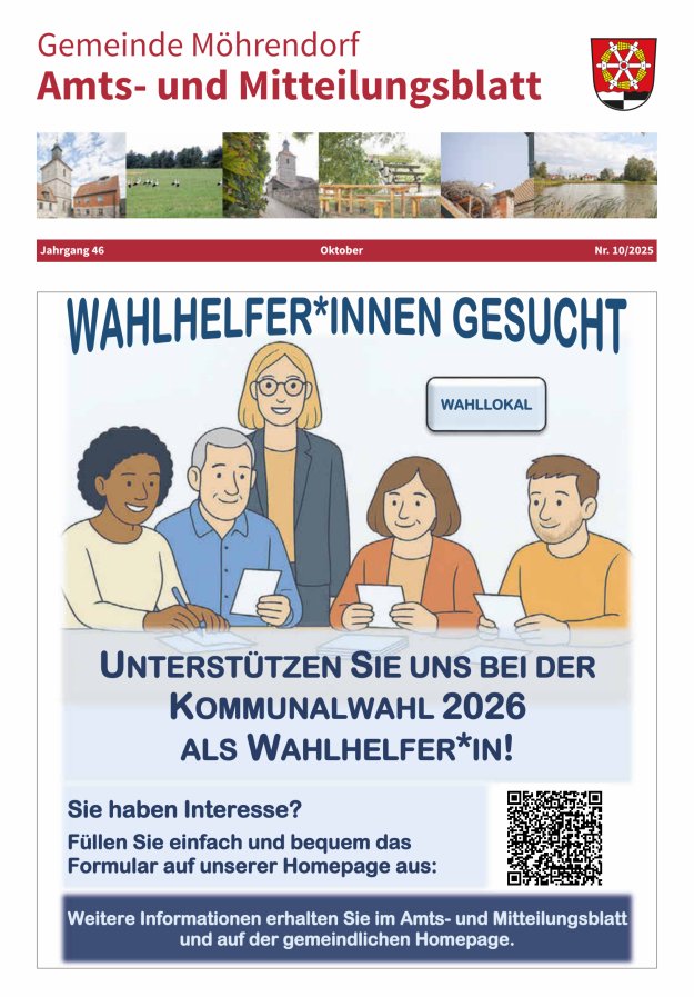 Amts- und Mitteilungsblatt Gemeinde Möhrendorf Titelblatt 10/2025