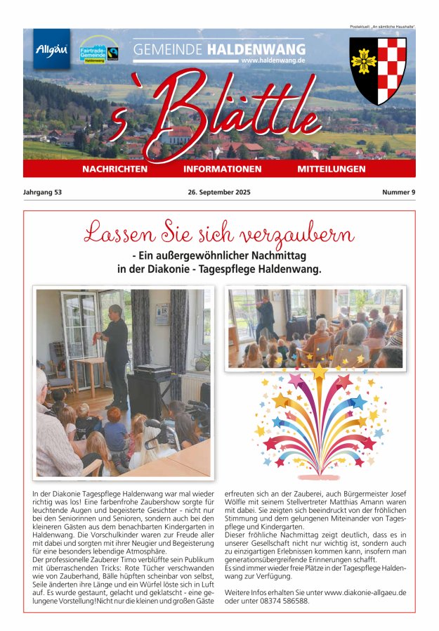 sBlättle der Gemeinde Haldenwang Titelblatt 09/2025