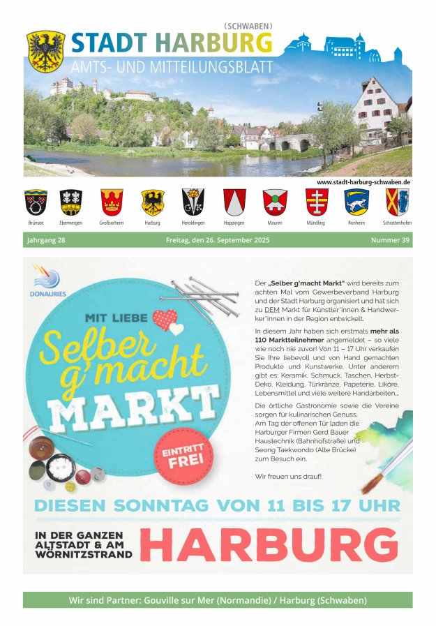 Amts- und Mitteilungsblatt der Stadt Harburg Titelblatt 39/2025