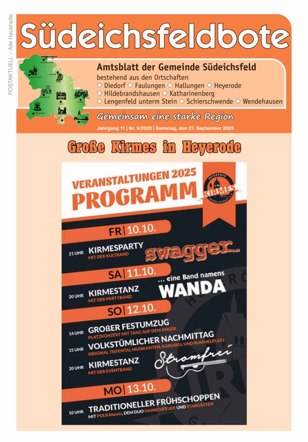 Amtsblatt der Gemeinde Südeichsfeld Titelblatt 09/2025