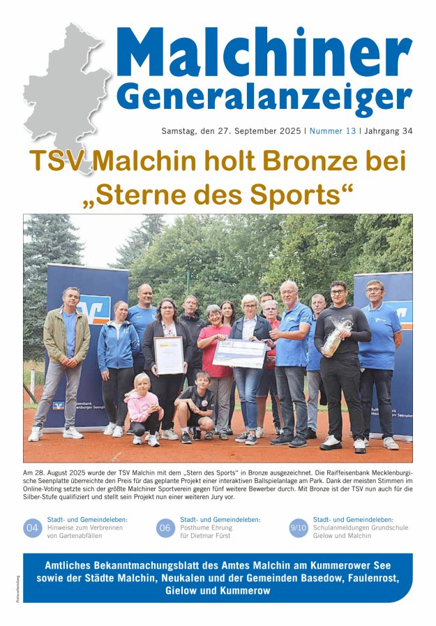 Malchiner Generalanzeiger Titelblatt 13/2025