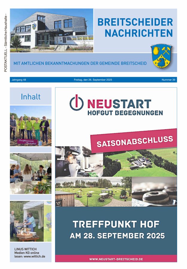 Breitscheider Nachrichten Titelblatt 39/2025