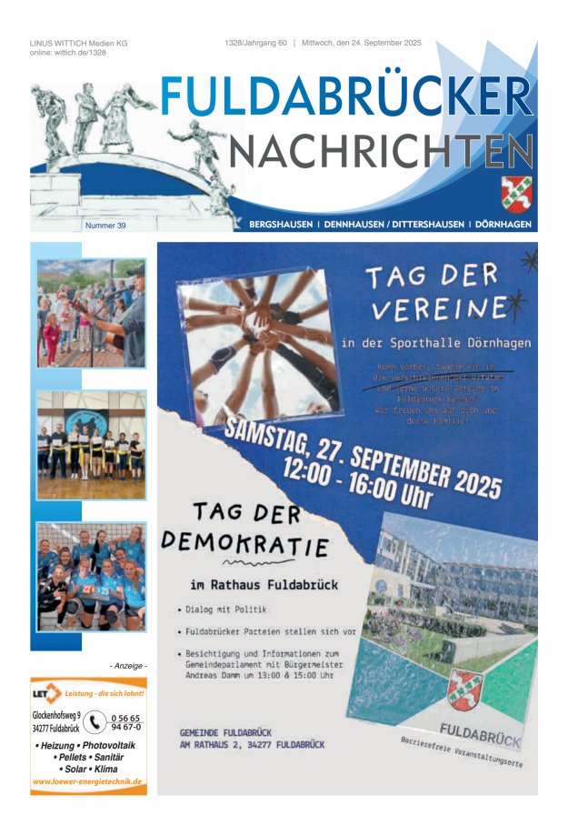 Fuldabrücker Nachrichten Titelblatt 39/2025