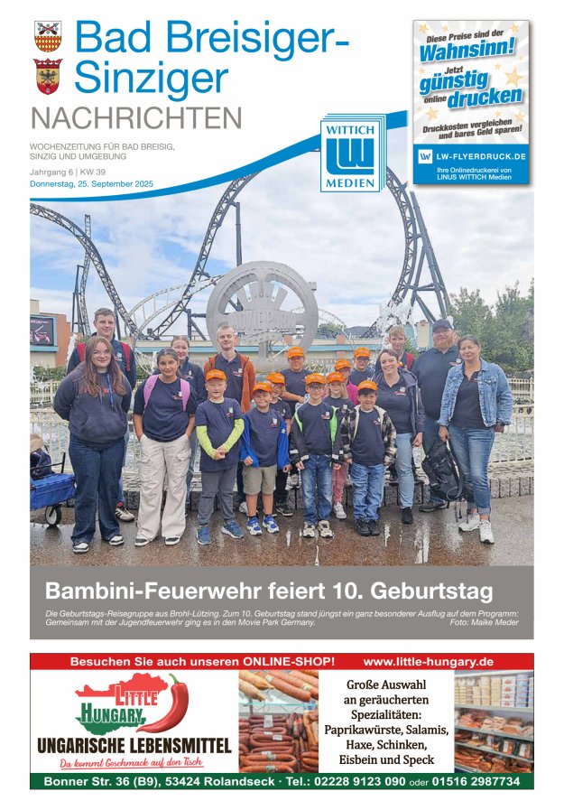 Bad Breisiger-Sinziger Nachrichten Titelblatt 39/2025
