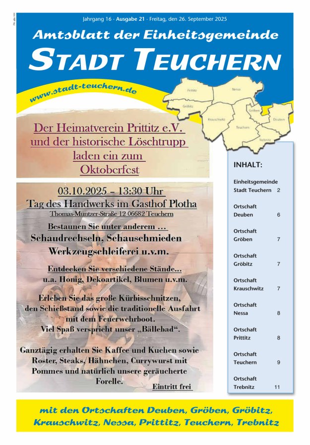 Amtsblatt der Einheitsgemeinde Stadt Teuchern Titelblatt 21/2025