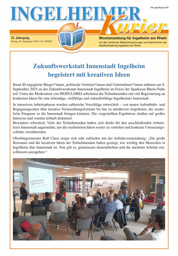 Ingelheimer Kurier Titelblatt 39/2025