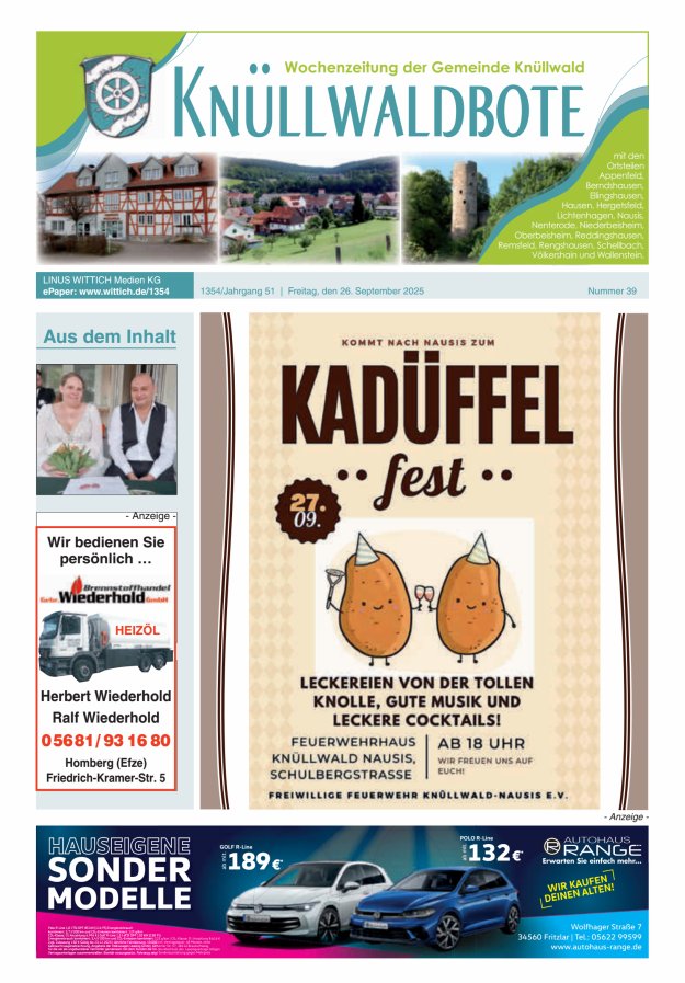 Knüllwaldbote Titelblatt 39/2025