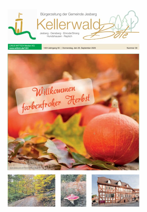 Kellerwaldbote - Bürgerzeitung der Gemeinde Jesberg Titelblatt 39/2025