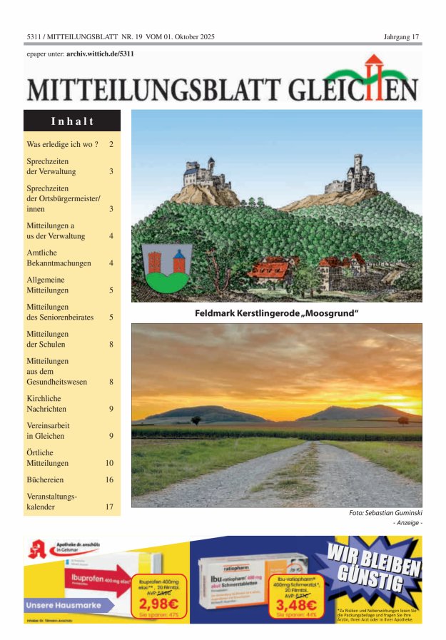 Mitteilungsblatt Gleichen Titelblatt 19/2025