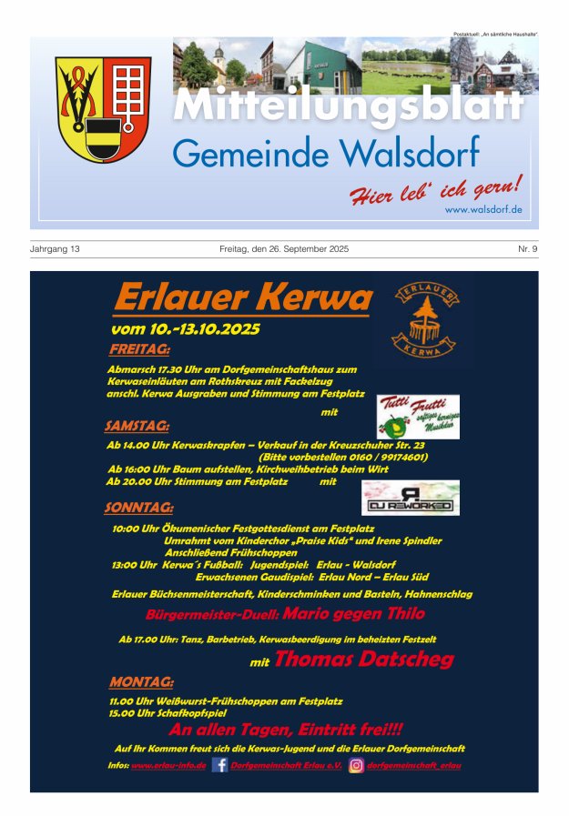 Mitteilungsblatt Gemeinde Walsdorf Titelblatt 09/2025